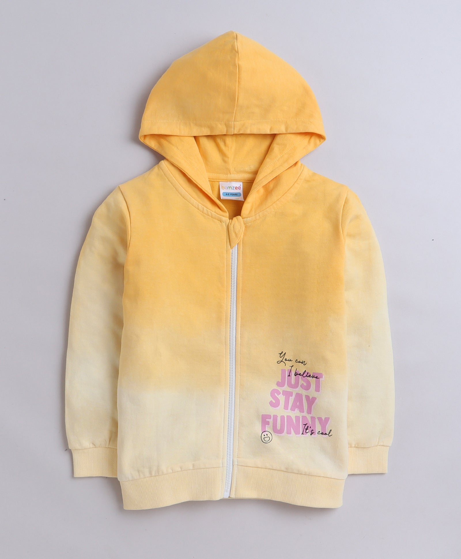 Girls French Terry Typography Hooded Sweatshirt - Yellow