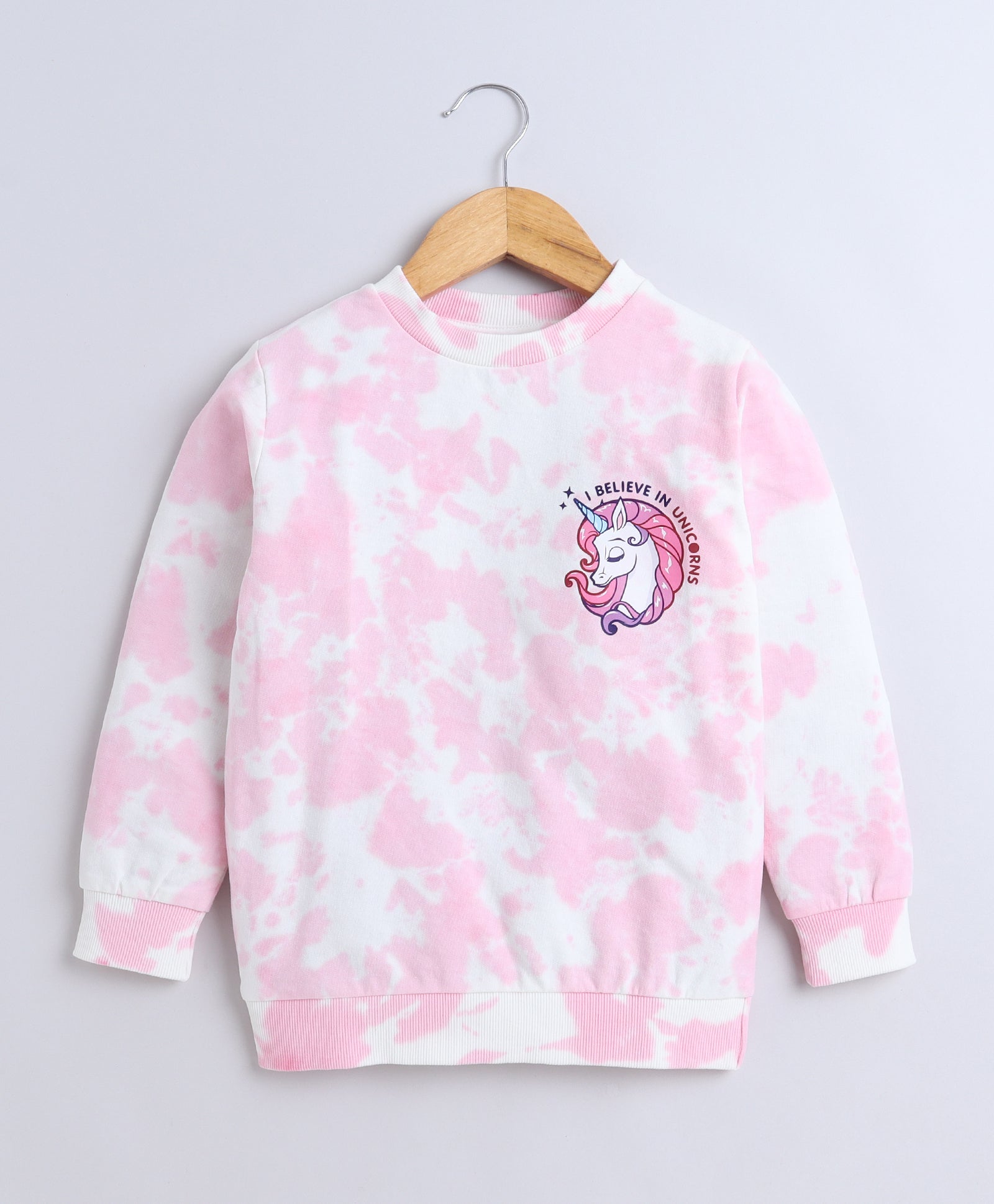 Girls French Terry Unicorn Hooded Sweatshirt - Pink