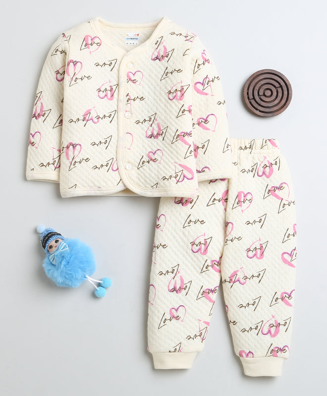 Girls Polyfill Text & Heart Polyfill Set - Cream
