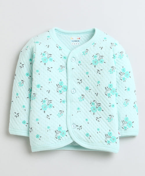 Bumzee Mint Floral Print Winter Set, Full Sleeves, Padded