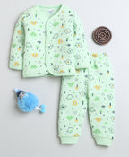 Bumzee Sea Green Animal Print Winter Set, Full Sleeves, Padded