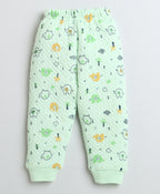 Bumzee Sea Green Animal Print Winter Set, Full Sleeves, Padded