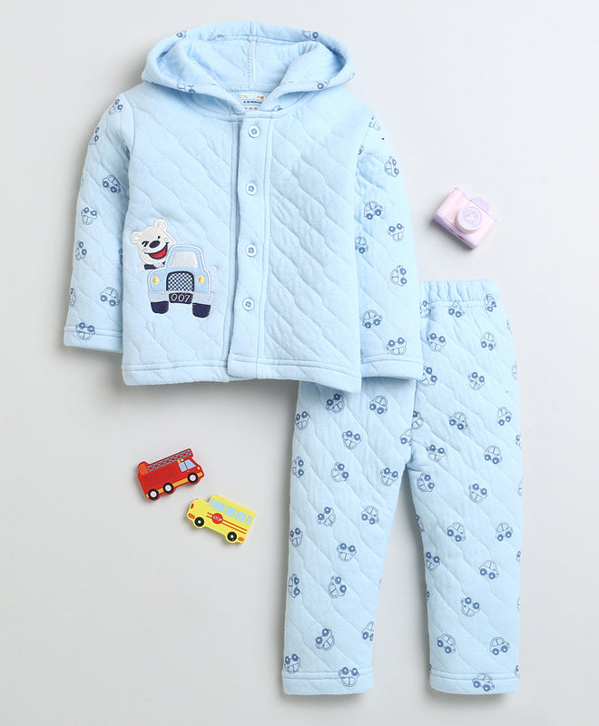 Boys Polyfill Car Hooded Sweatshirt - Blue