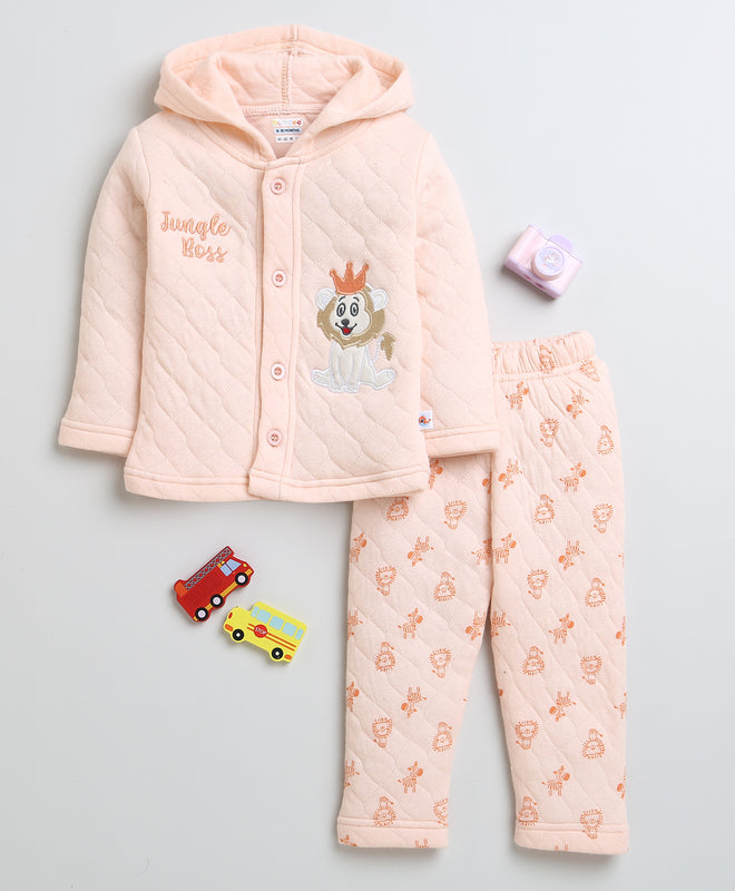 Boys Polyfill Lion Hooded Sweatshirt - Peach