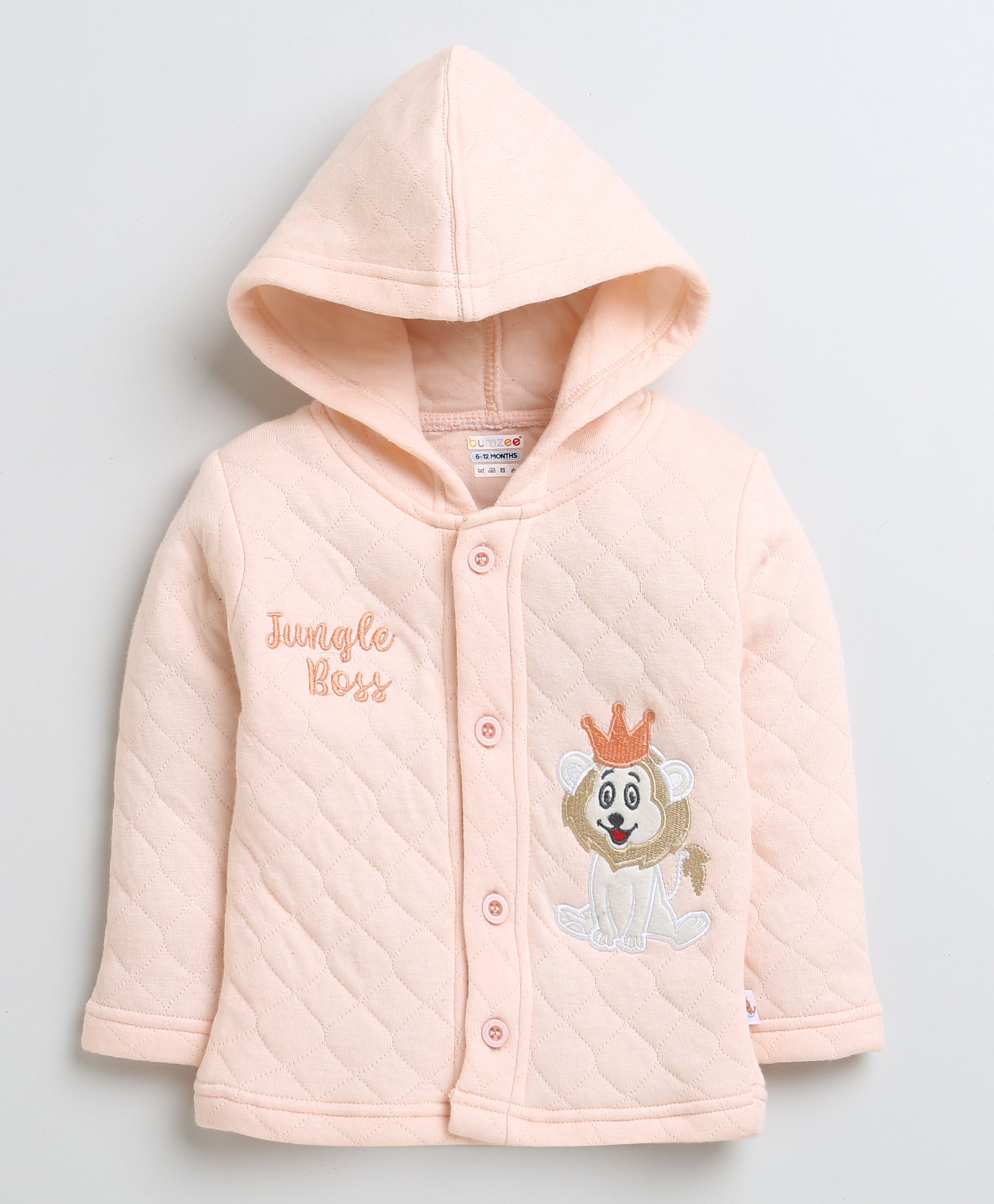 Boys Polyfill Lion Hooded Sweatshirt - Peach