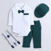 Boys 100% Cotton Graphic Bodysuit Set - Bottle Green & White