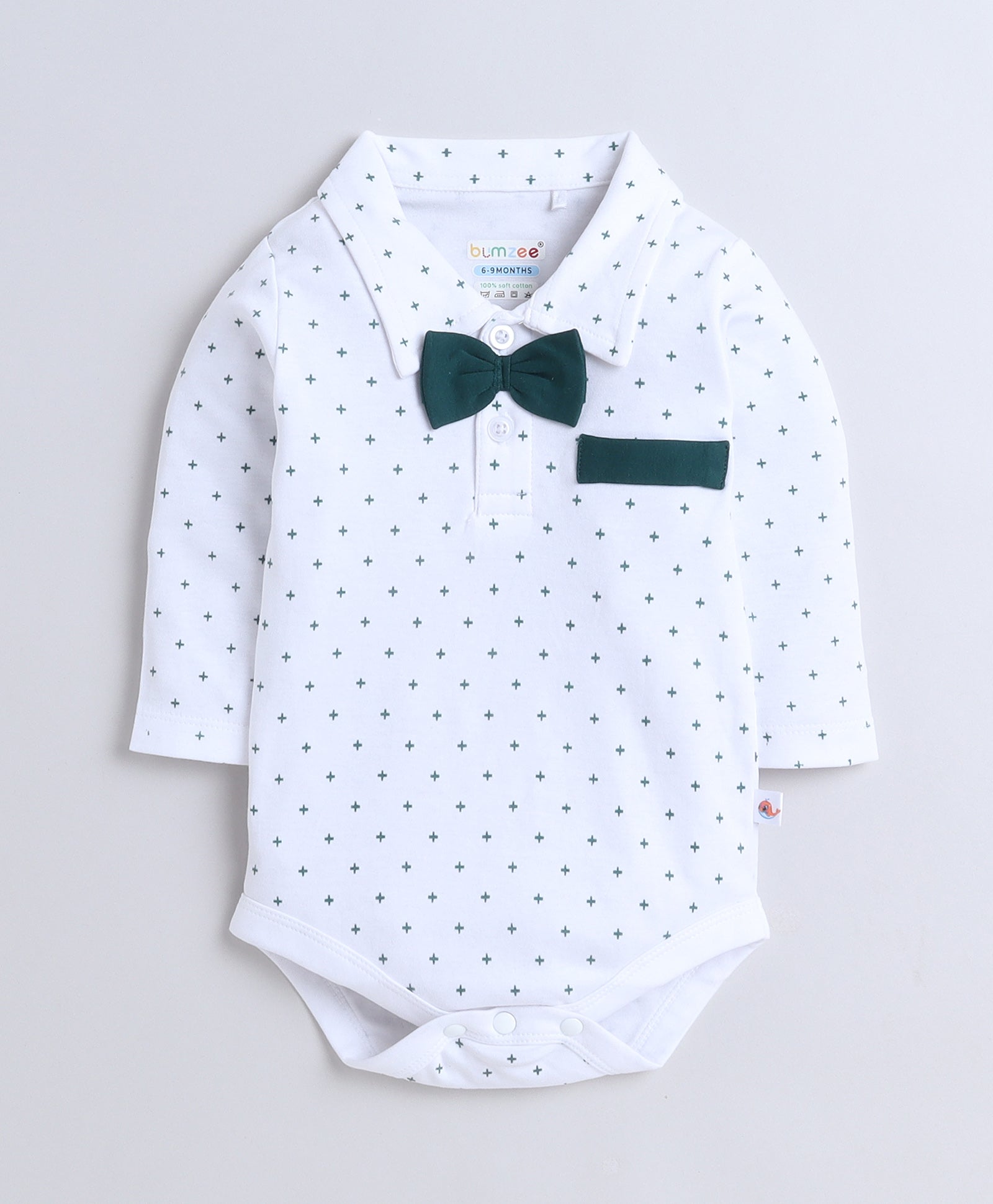 Boys 100% Cotton Graphic Bodysuit Set - Bottle Green & White