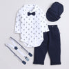 Boys 100% Cotton Graphic Bodysuit Set - Navy & White