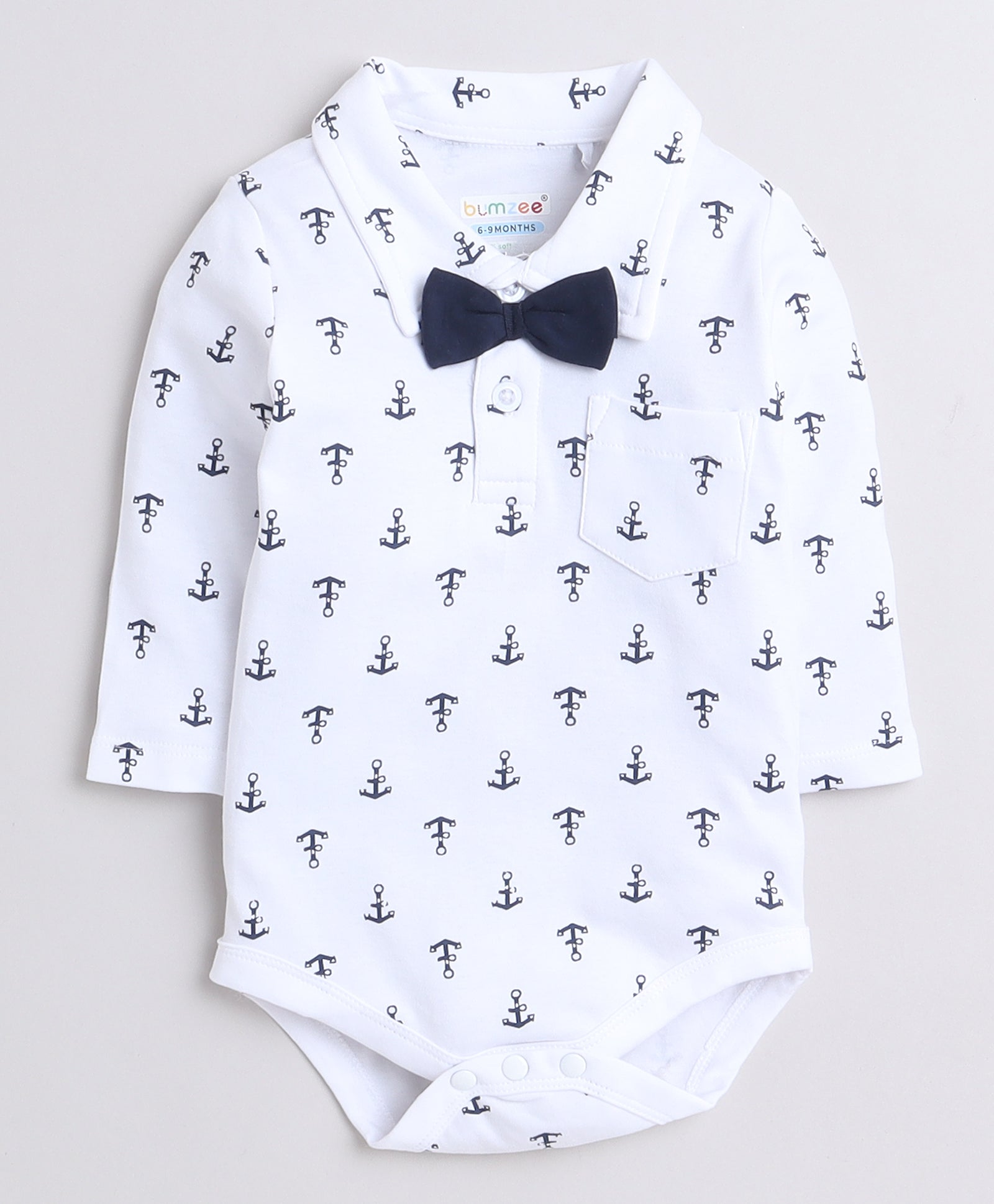 Boys 100% Cotton Graphic Bodysuit Set - Navy & White