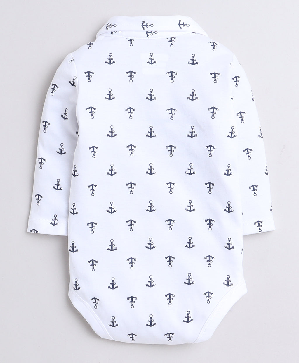 Bumzee Navy & White Graphic Print Bodysuit & Pant Set, Full Sleeves, 100% Cotton