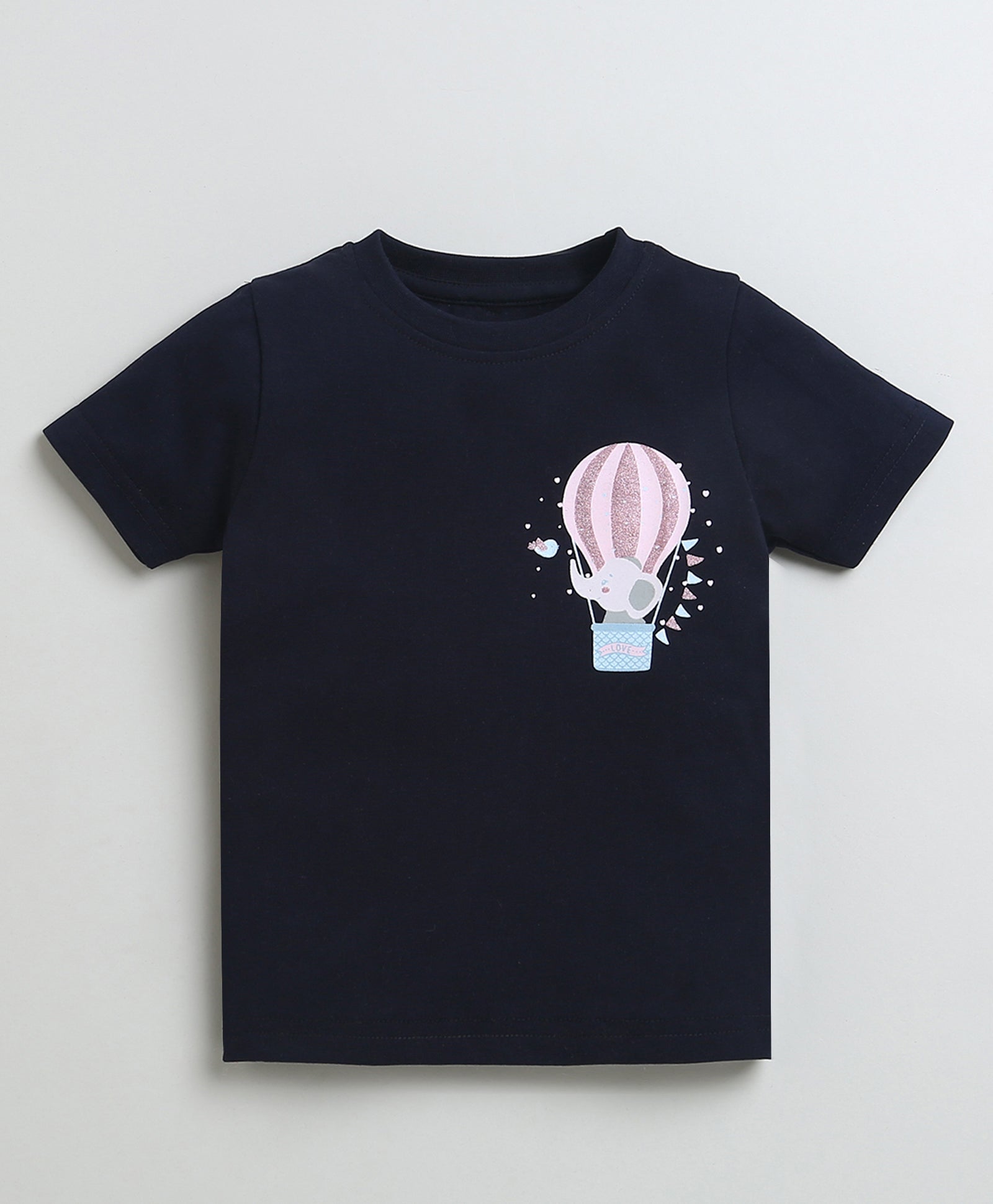Girls 100% Cotton Elephant T-Shirt Pack - Navy & Orange