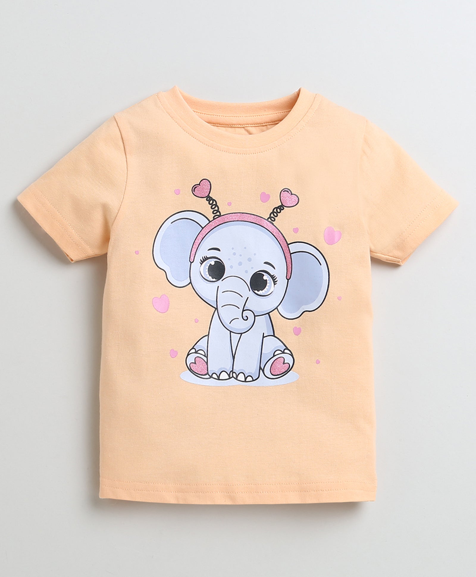 Girls 100% Cotton Elephant T-Shirt Pack - Navy & Orange