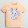 Girls 100% Cotton Elephant T-Shirt Pack - Navy & Orange