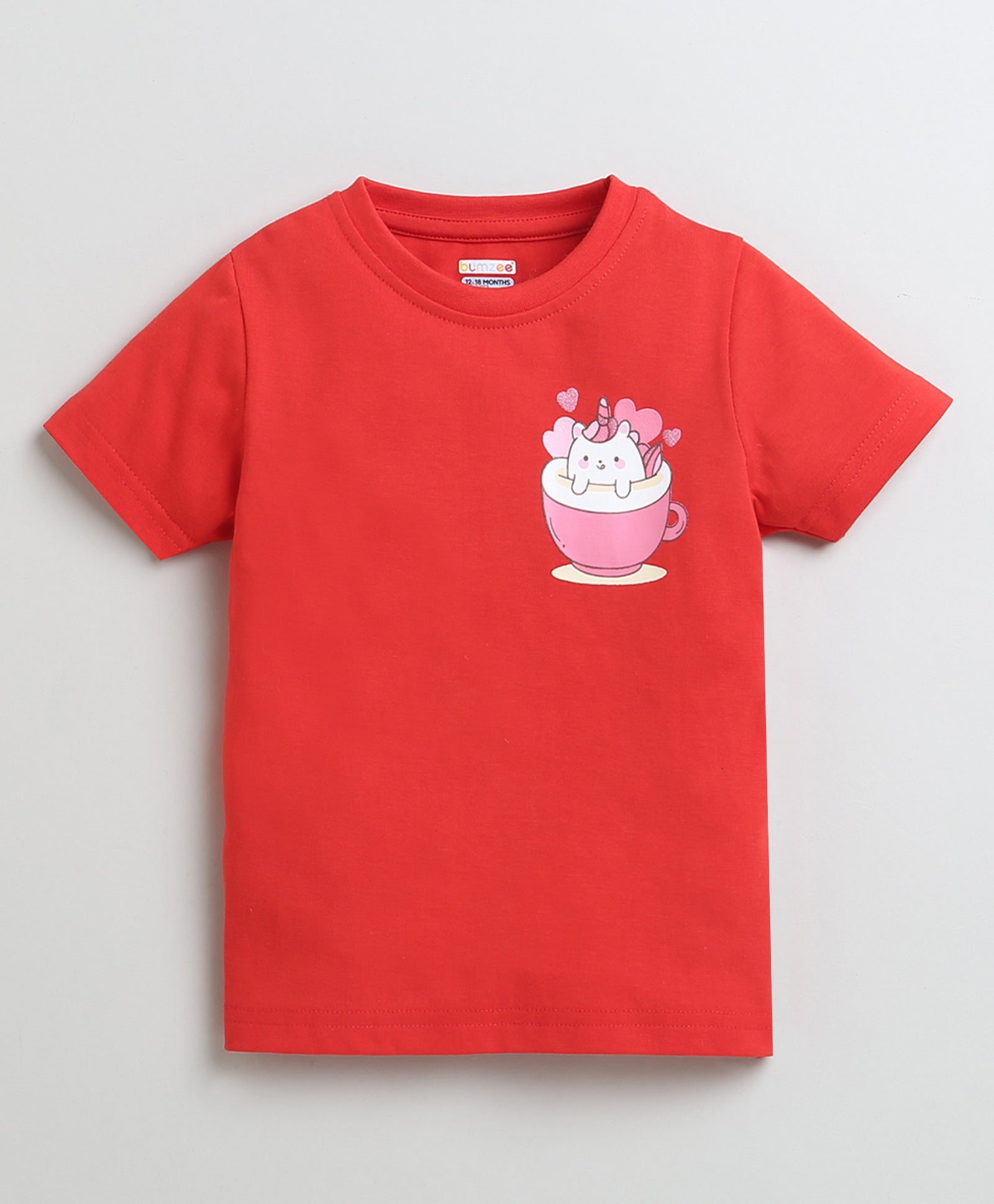 BUMZEE Red & Yellow Girls Half Sleeves Cotton T-Shirts Pack Of 2