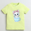 BUMZEE Pink & Lime Green Girls Half Sleeves Cotton T-Shirts Pack Of 2