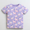 BUMZEE White & Lavender Girls Half Sleeves Cotton T-Shirts Pack Of 2