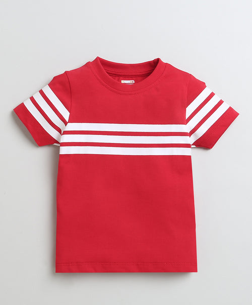 BUMZEE Blue & Red Boys Half Sleeves Cotton T-Shirts Pack Of 2