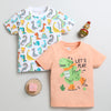 BUMZEE Orange & White Boys Half Sleeves Cotton T-Shirts Pack Of 2