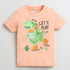 BUMZEE Orange & White Boys Half Sleeves Cotton T-Shirts Pack Of 2