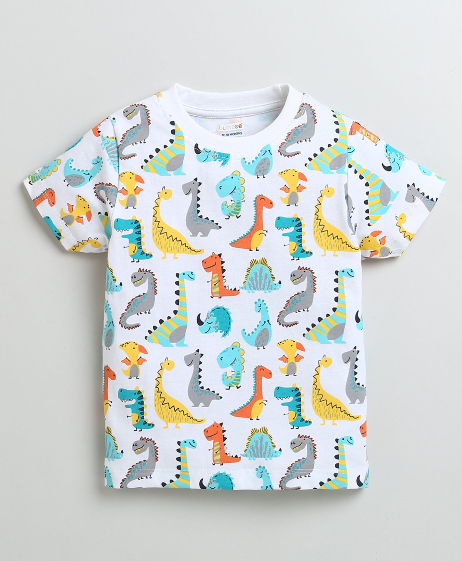 BUMZEE Orange & White Boys Half Sleeves Cotton T-Shirts Pack Of 2