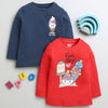 Girls 100% Cotton Cuppy Cake & Ice Cream T-Shirt Pack - Navy & Red