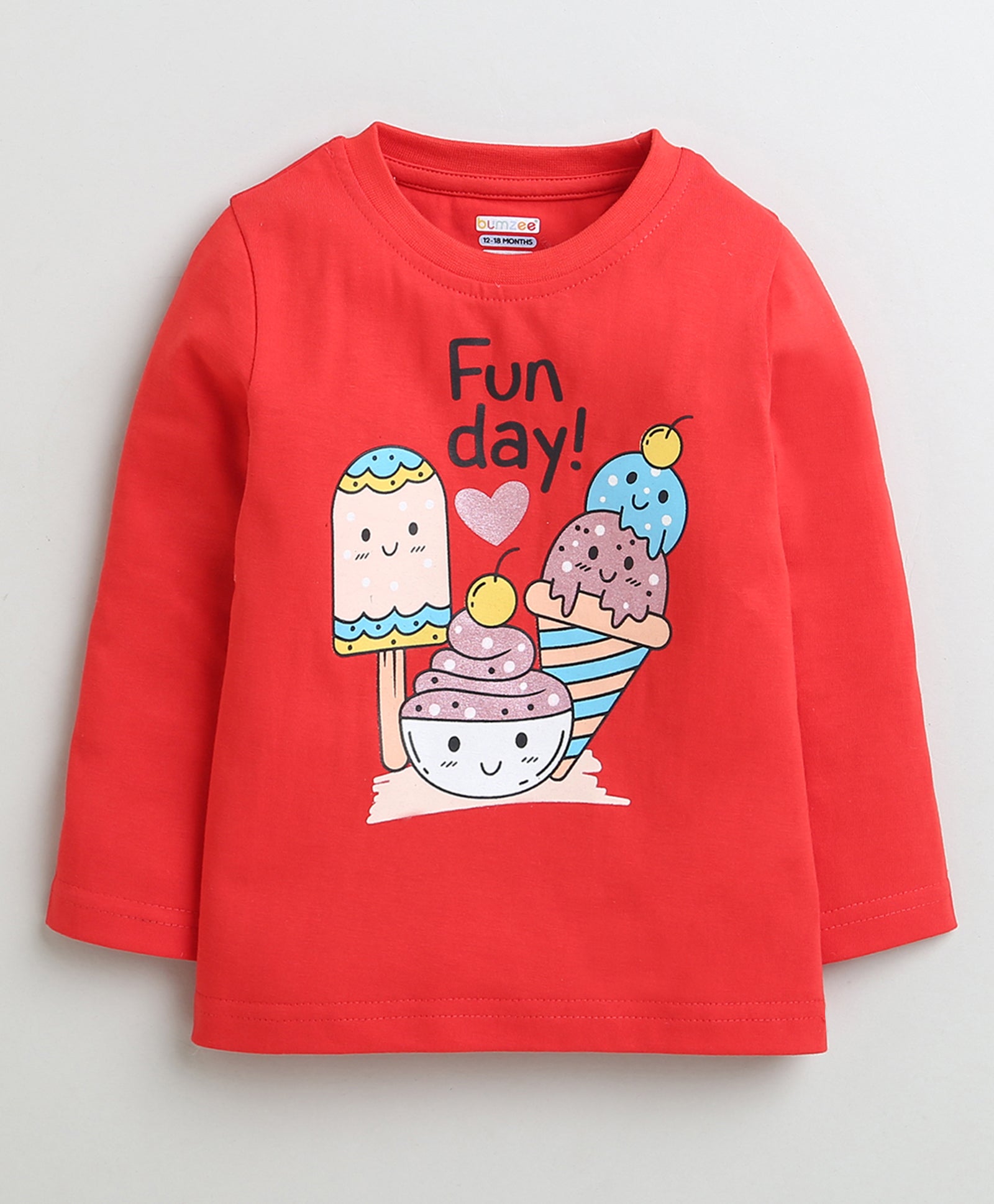 Girls 100% Cotton Cuppy Cake & Ice Cream T-Shirt Pack - Navy & Red