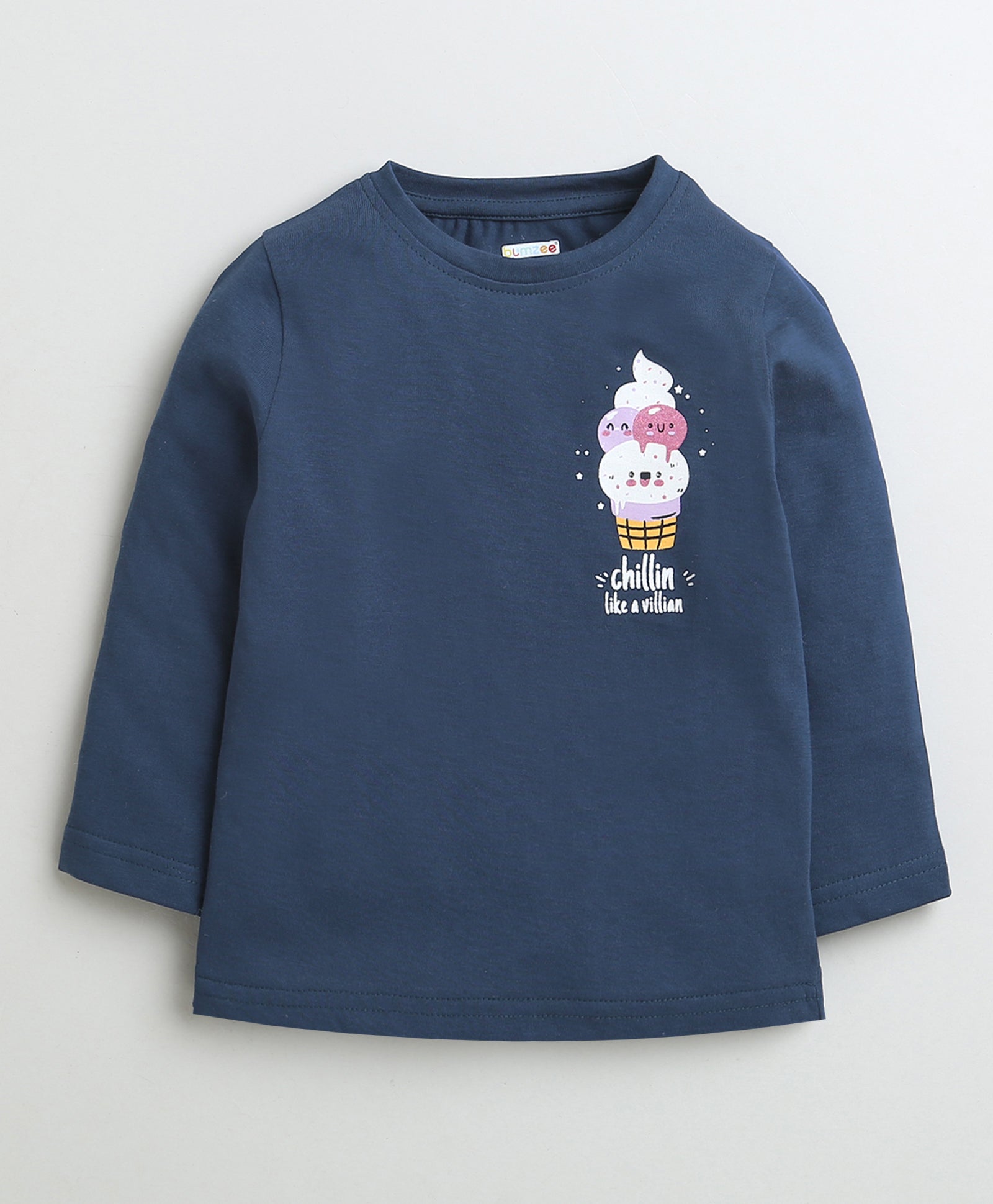 Girls 100% Cotton Cuppy Cake & Ice Cream T-Shirt Pack - Navy & Red