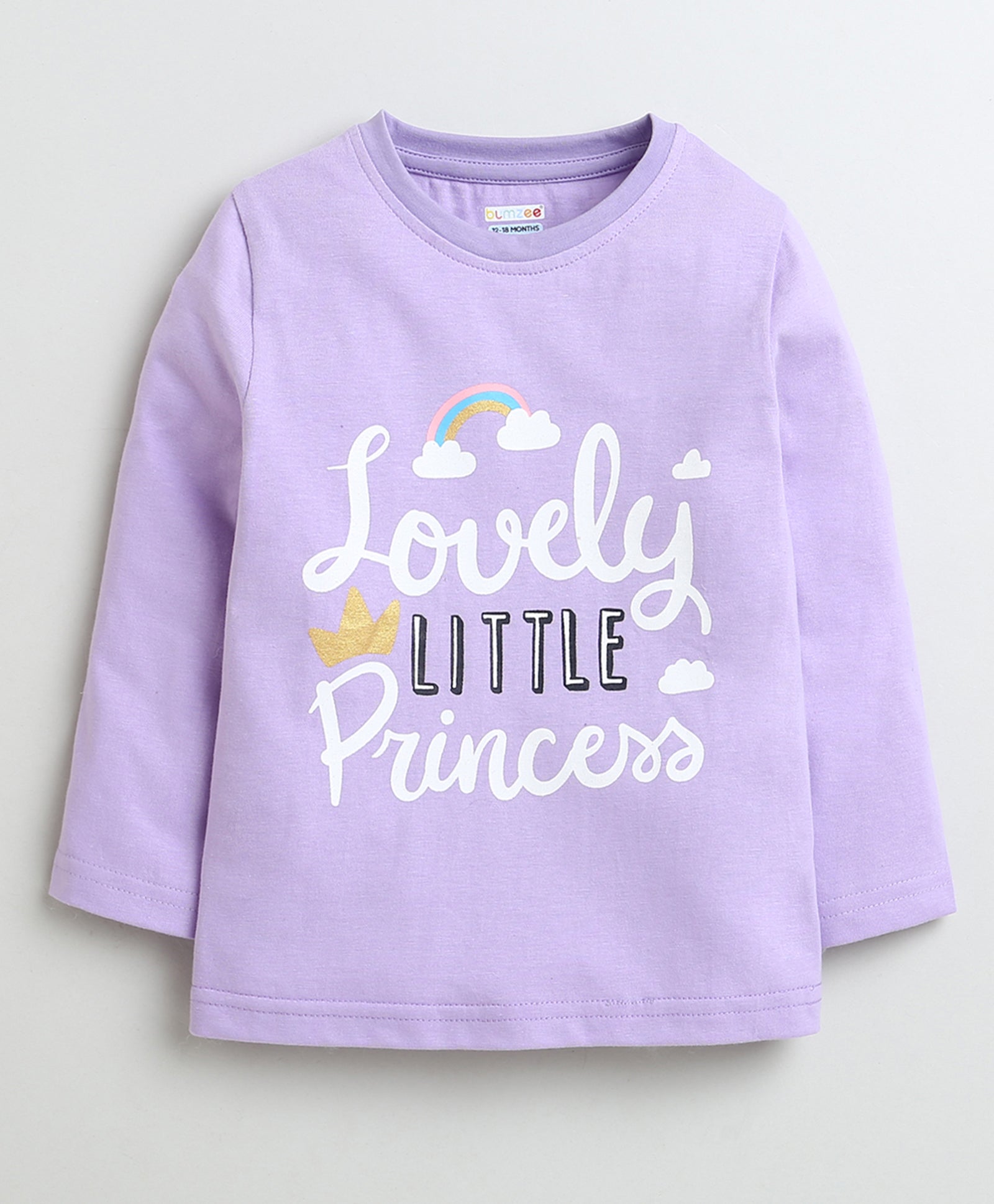 Girls 100% Cotton Text & Princess Crown T-Shirt Pack - Lavender & Orange