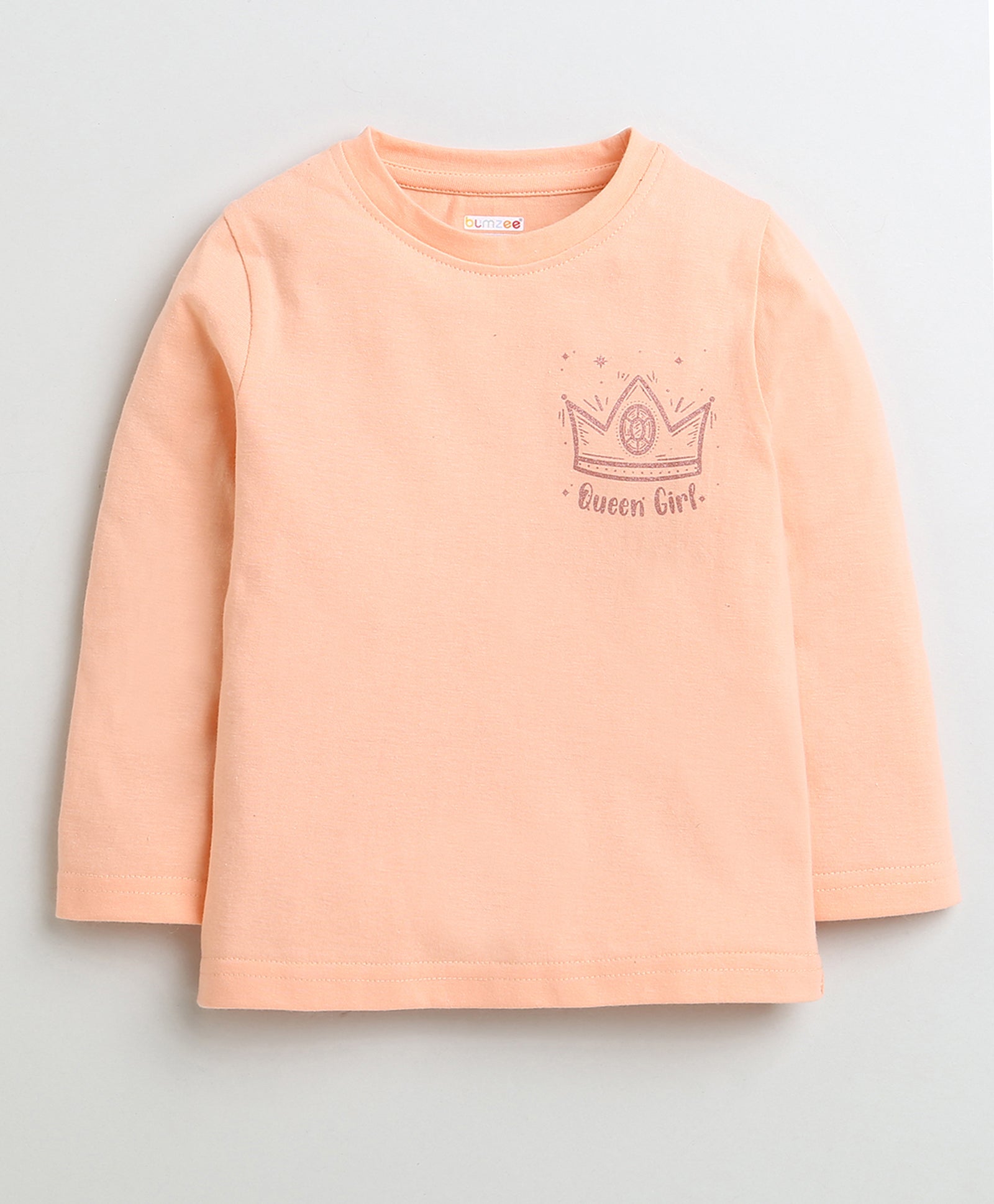 Girls 100% Cotton Text & Princess Crown T-Shirt Pack - Lavender & Orange