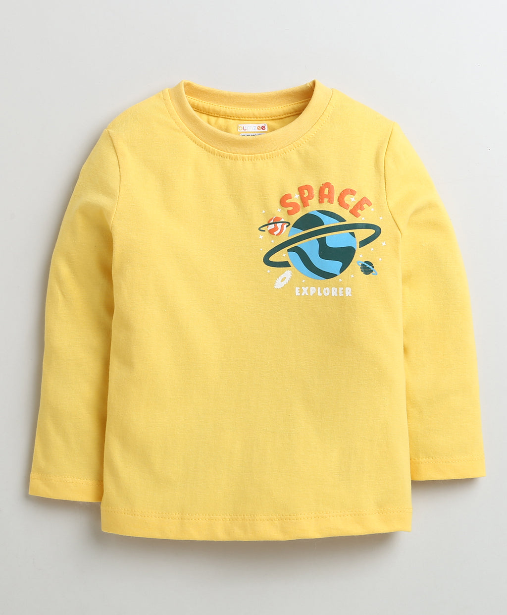 Bumzee Yellow & Navy Giraffe & Space Print T-Shirt, Pack of 2, Full Sleeves, 100% Cotton