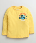 Bumzee Yellow & Navy Giraffe & Space Print T-Shirt, Pack of 2, Full Sleeves, 100% Cotton