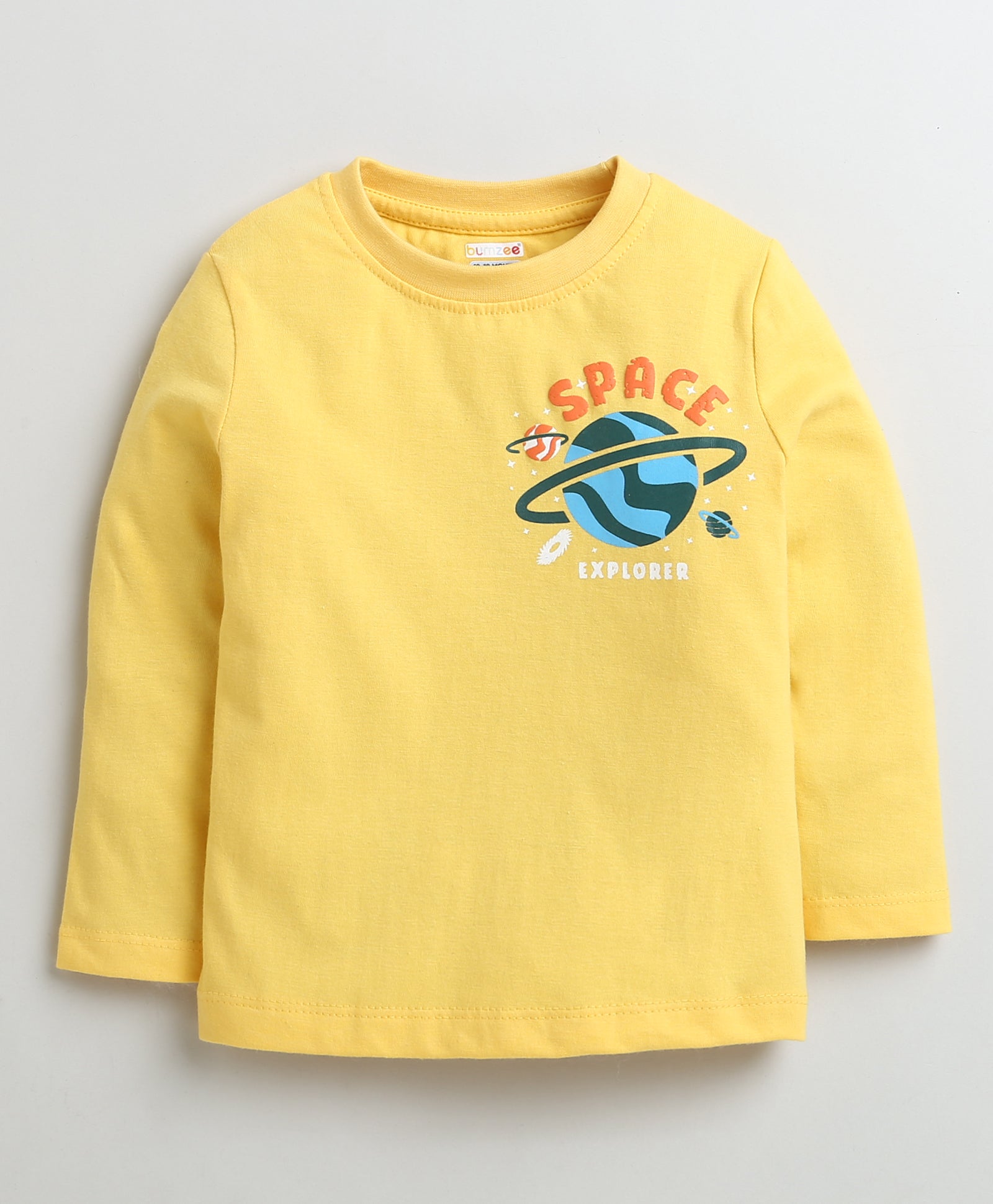 Boys 100% Cotton Giraffe & Space T-Shirt Pack - Yellow & Navy