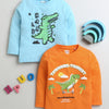 Boys 100% Cotton Dinosaur T-Shirt Pack - Orange & Sky Blue