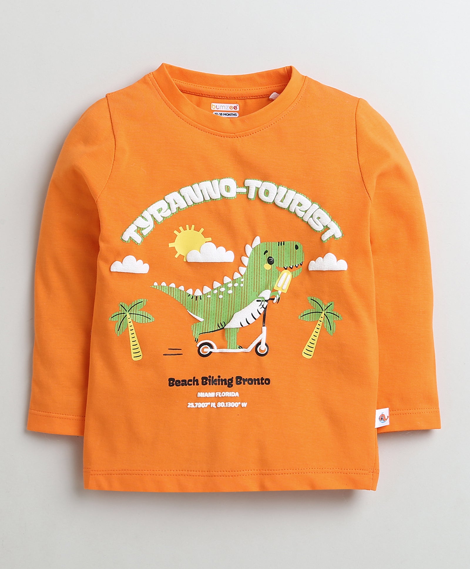 Boys 100% Cotton Dinosaur T-Shirt Pack - Orange & Sky Blue