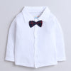 BUMZEE Navy & White Boys Full Sleeves Shirt Pant Set With Suspender & Cap