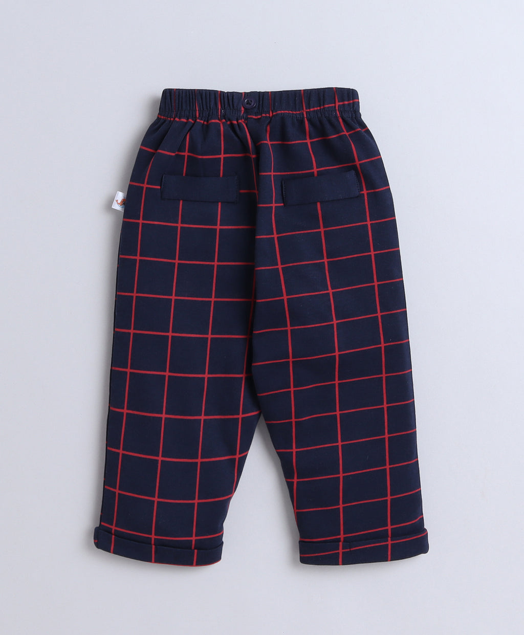 Bumzee Navy & White Checked Formal Set, Full Sleeves, 100% Cotton, with Suspender