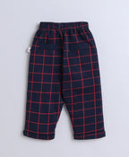 Bumzee Navy & White Checked Formal Set, Full Sleeves, 100% Cotton, with Suspender