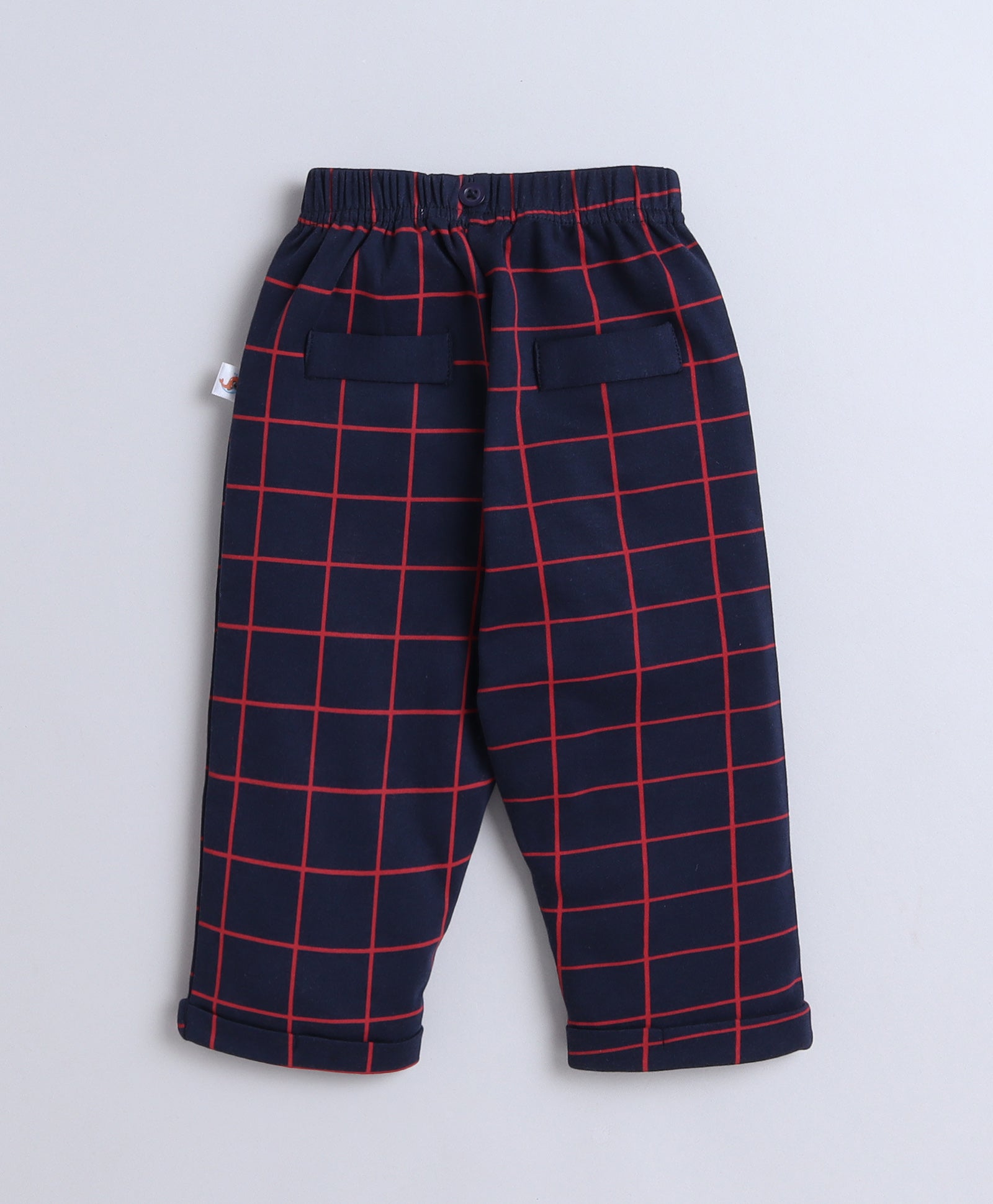 BUMZEE Navy & White Boys Full Sleeves Shirt Pant Set With Suspender & Cap
