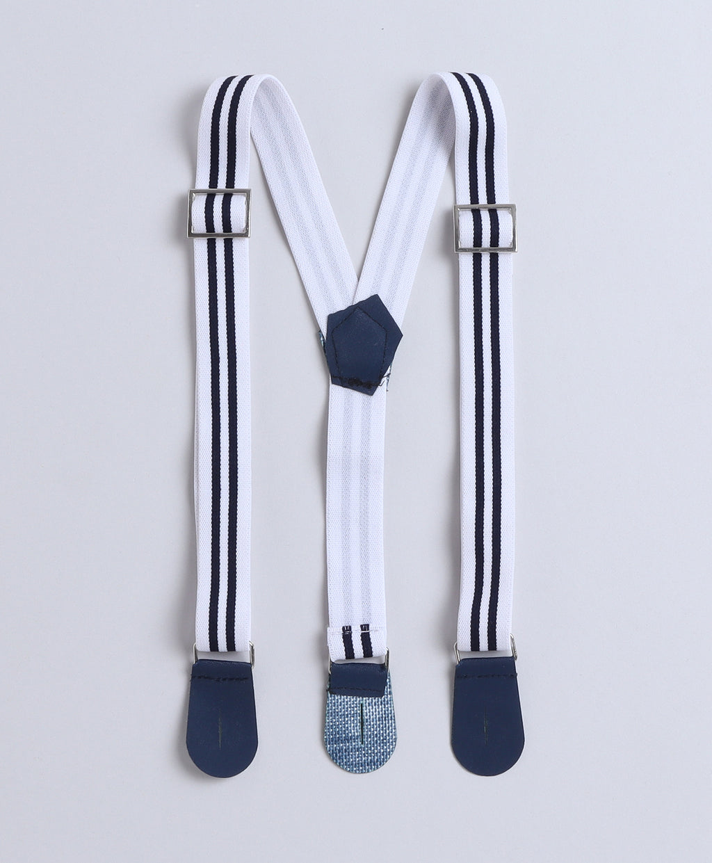Bumzee Navy & White Checked Formal Set, Full Sleeves, 100% Cotton, with Suspender