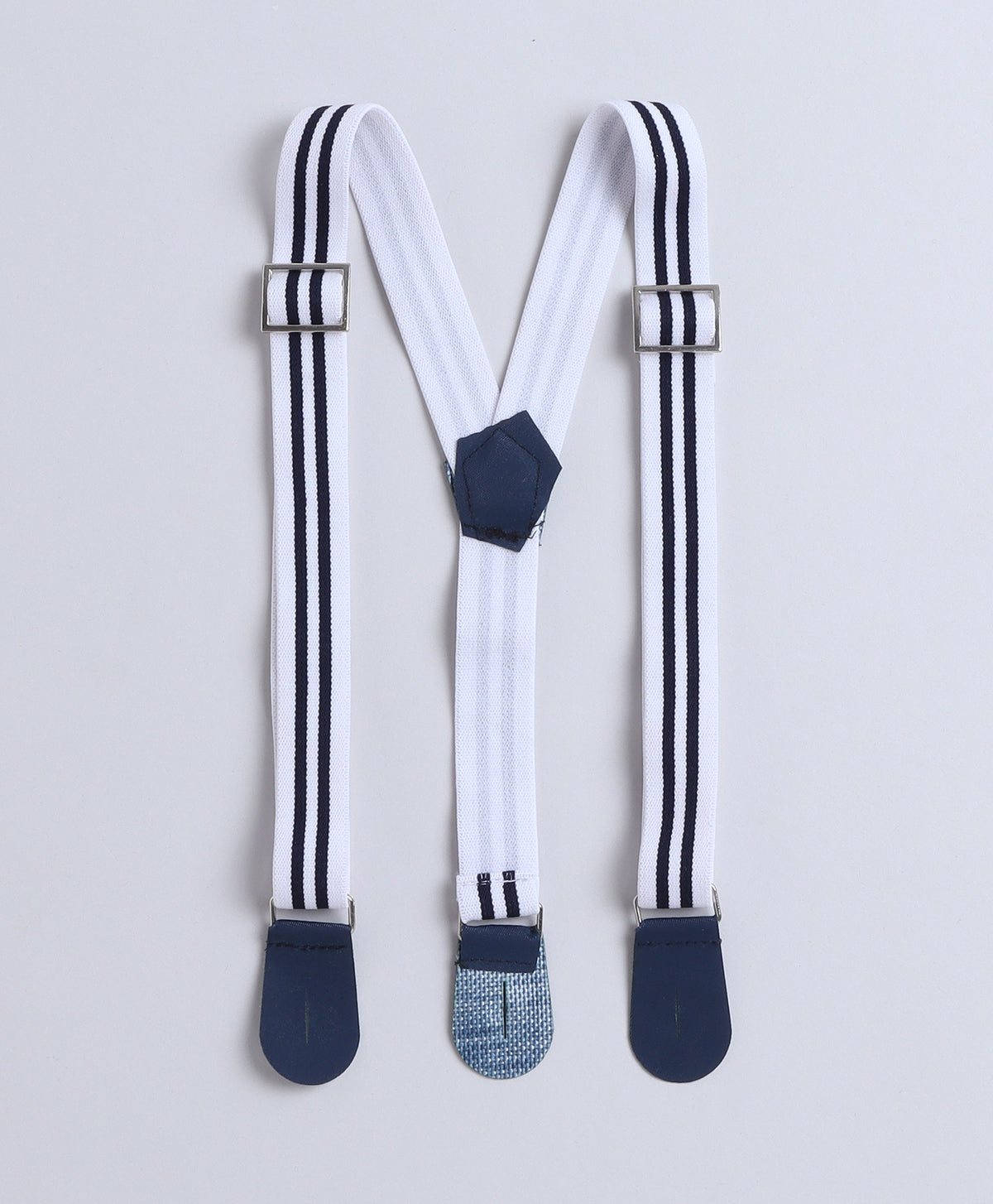 Bumzee Navy & White Checked Formal Set, Full Sleeves, 100% Cotton, with Suspender