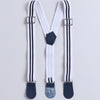 BUMZEE Navy & White Boys Full Sleeves Shirt Pant Set With Suspender & Cap