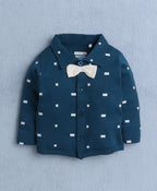 Bumzee Beige & Teal Graphic Print Formal Set, Full Sleeves, 100% Cotton