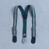 BUMZEE Beige & Teal Boys Full Sleeves Shirt Pant Set With Suspender & Cap