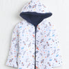 Boys 100% Cotton Solid Jacket - Navy & White