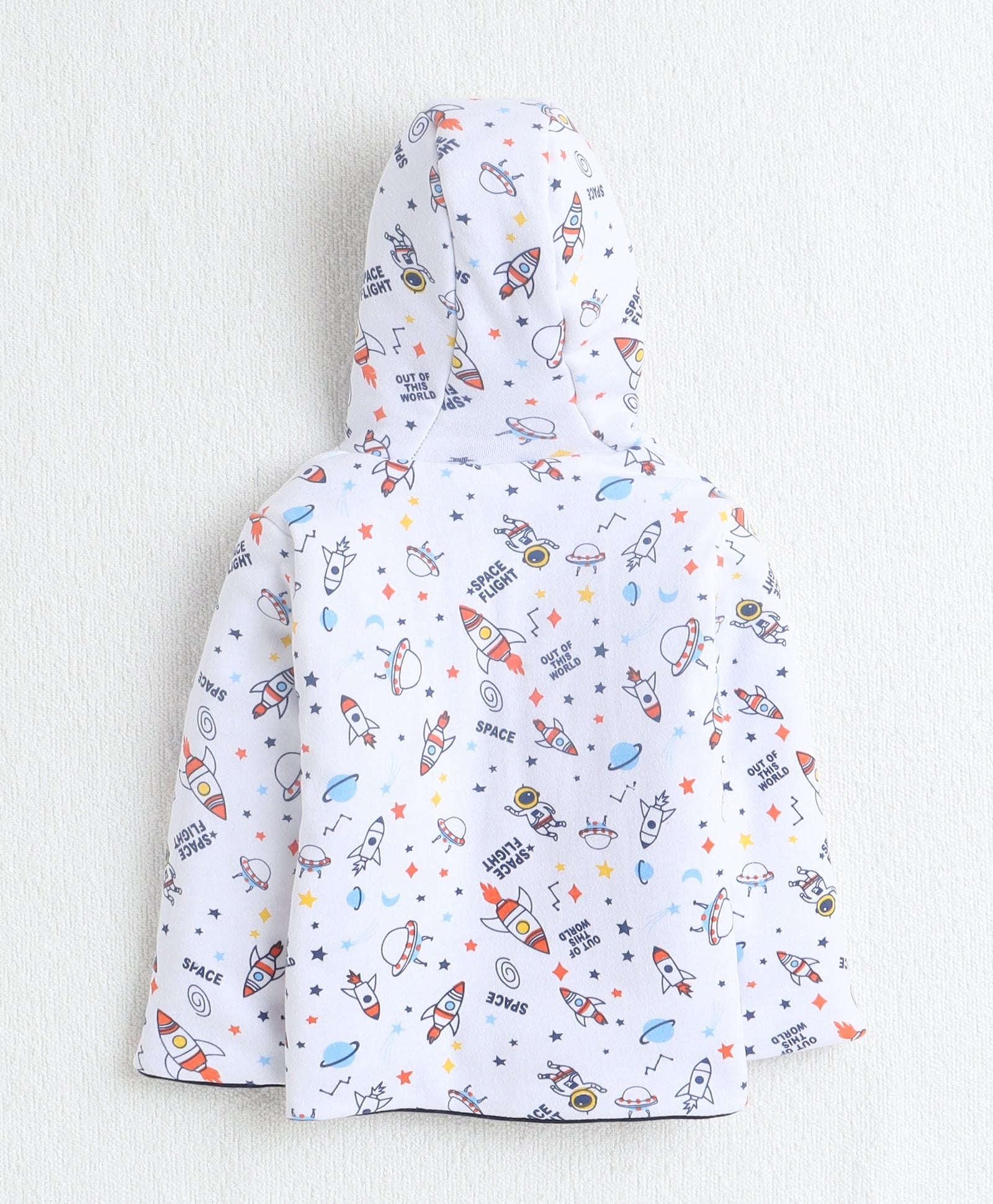 Boys 100% Cotton Solid Jacket - Navy & White