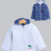 Boys 100% Cotton Solid Jacket - Grey Melange & Navy