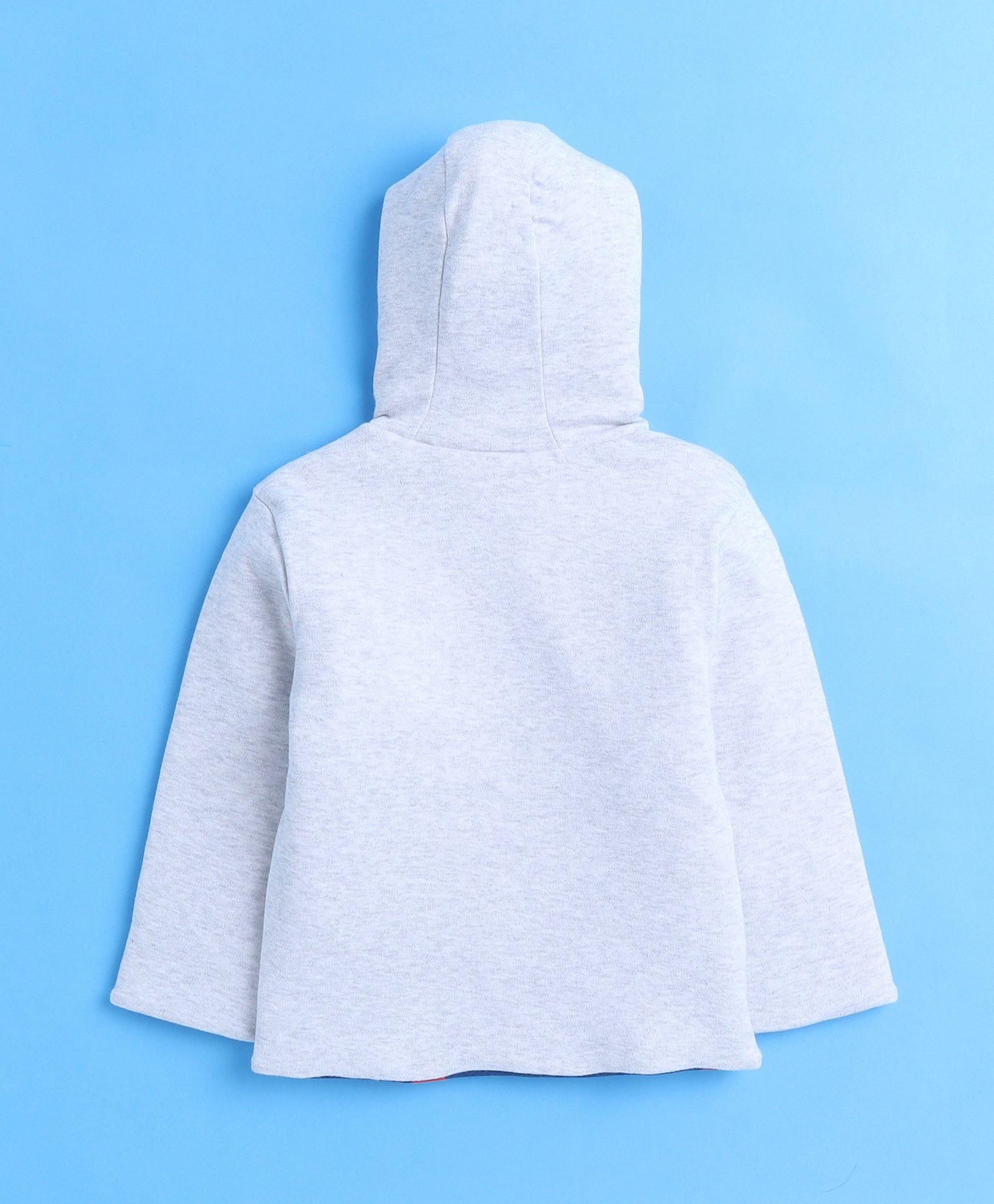 Boys 100% Cotton Solid Jacket - Grey Melange & Navy