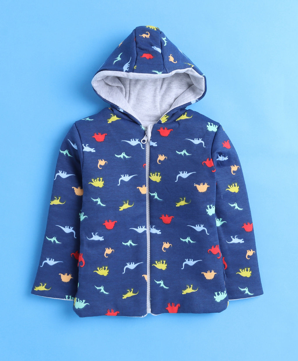 Bumzee Grey Melange & Navy Jacket, Full Sleeves, 100% Cotton