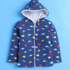 Boys 100% Cotton Solid Jacket - Grey Melange & Navy