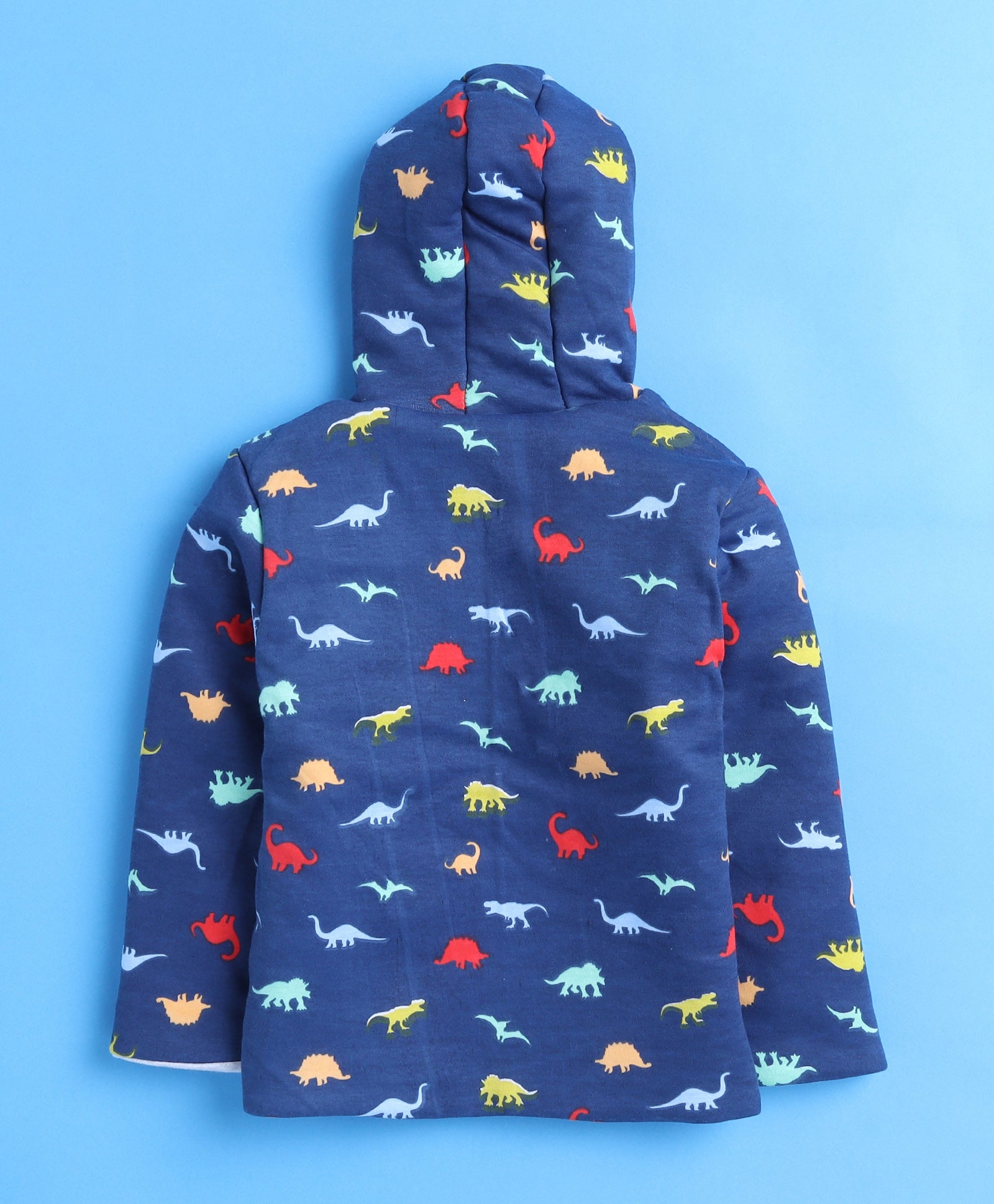 Boys 100% Cotton Solid Jacket - Grey Melange & Navy